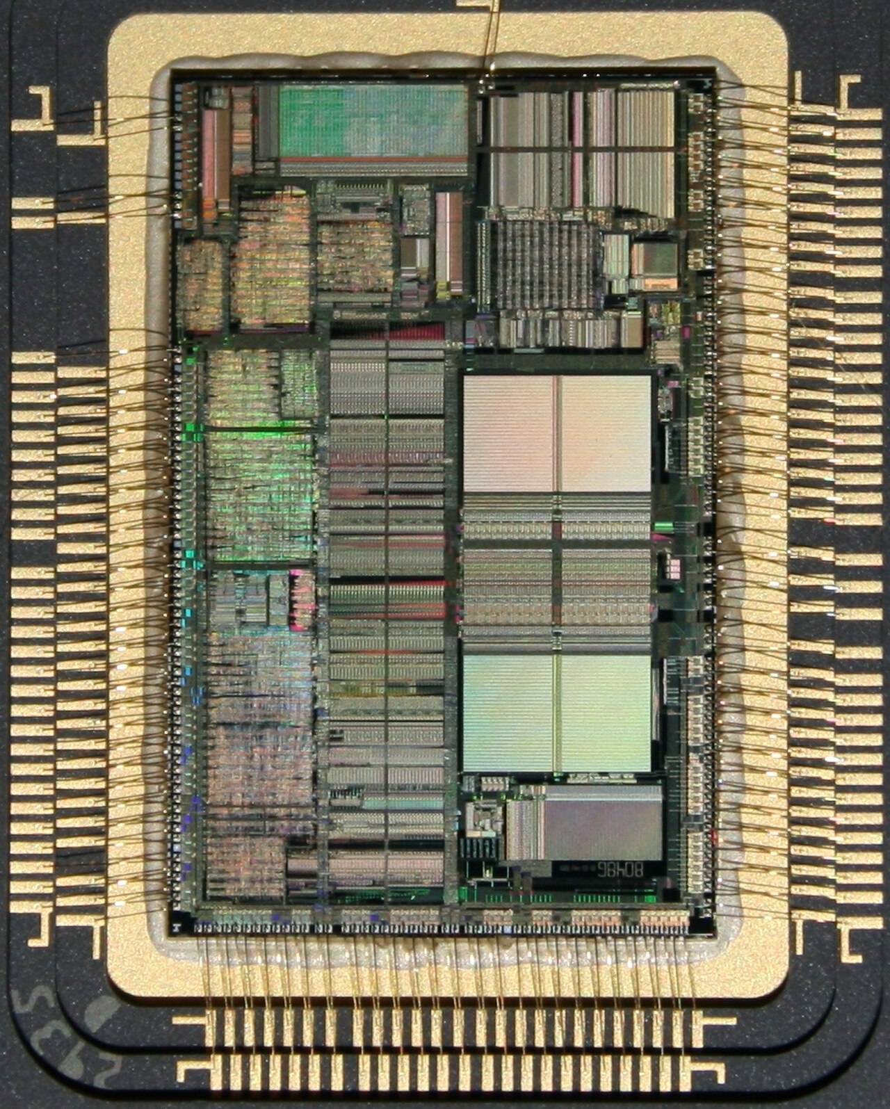 Wafer with cut silicon chips in a cleanroom