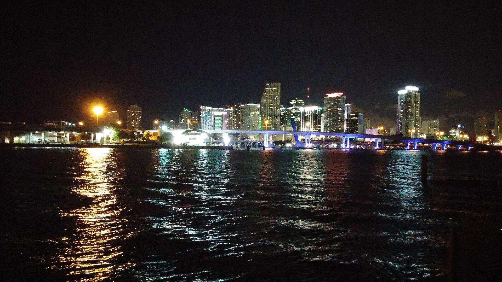 The Miami night skyline, the real-world city that inspired GTA VI's Vice City setting