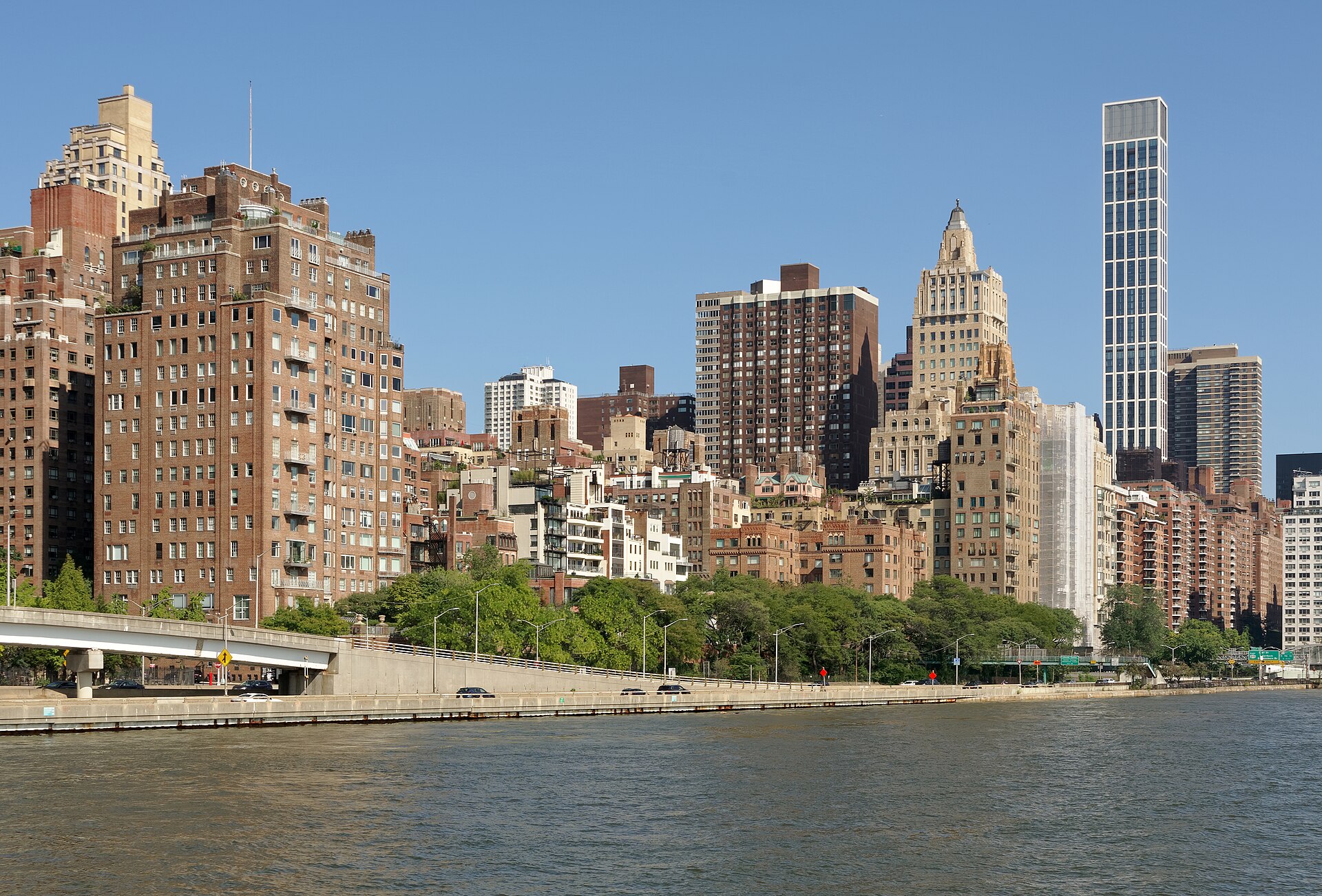 Apartment buildings along the East River in Manhattan, New York